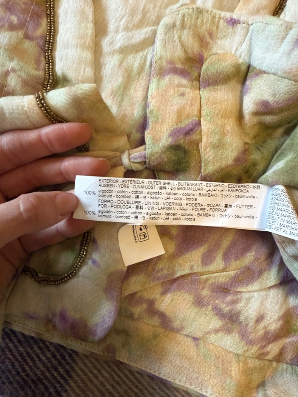 ZARA Lavender & Olive Tie-Dye Quilted Crop Vest - Picture 5 of 5